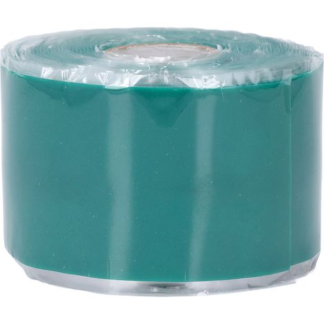 Ruban adhésif de réparation en caoutchouc silicone, 5 m de long, 50 mm de large, 0,8 mm d'épaisseur, vert, pour tuyaux d'arrosage. (1/5)