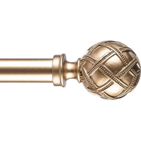 Tringle à Rideaux DéCorative Pour FenêTres De 2,5 Cm De DiamèTre, Longueur RéGlable De 213 à 304 Cm, Tringle à Rideau Simple RéGlable Avec Embout En RéSine, Doré (1/5)