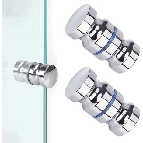 Bouton de porte de douche en acier inoxydable – Design poli 30mm x 59mm – Compatible portes en verre et coulissantes – Installation simple (1/5)