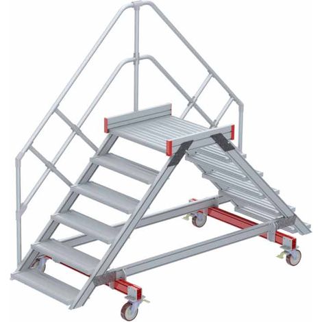 Euroline 512 mobiler Überstieg 45° Stufenausführung Alu gerieft Stufenbreite 800mm 6 Stufen