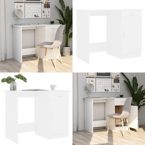 Bureau Blanc 100x50x76 cm Bois d'ingénierie - Bureau Blanc - Bureau Design - Bureau Compact - Bureau Avec Tiroir - Meuble De Bureau - Home & Living (1/5)