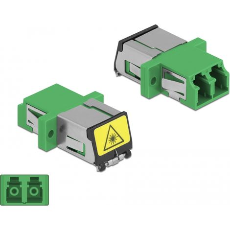 Delock Acoplador de Fibra Ãptica con protecciÃ³n lÃ¡ser flip LC Duplex hembra a LC Duplex hembra Monomodo verde