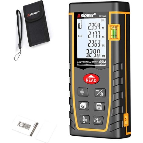Télémètre laser numérique 40 M SNDWAY Outil de mesure laser, 7 modes, étalonnage automatique, commutation d'unité M/in/ft (sans batterie) (1/5)