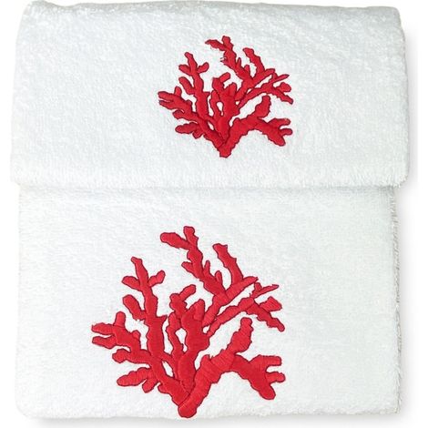 SET asciugamani CORALLO ROSSO puro cotone Made in Italy