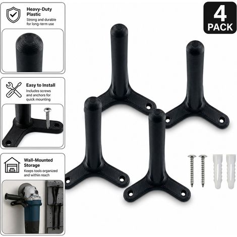 Lot de 4 supports muraux pour meuleuse d'angle, support de rangement pour outils en plastique industriel résistant, organisateur mural pour garage et atelier (1/5)