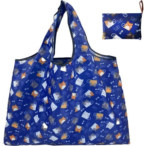 Grand sac de courses pliable en nylon, léger, écologique et réutilisable (52 cm x 66 cm) (1/5)