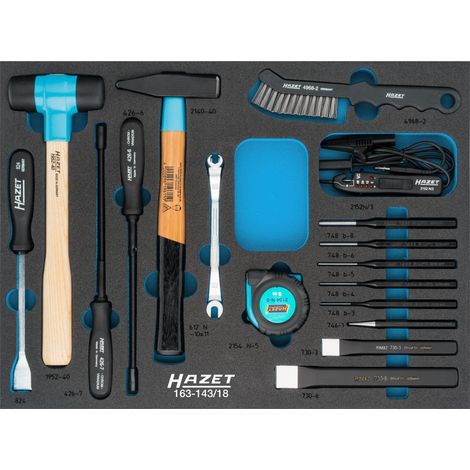 Hazet Jeu d'outils universels - Profil à 6 pans extérieurs - Nombre d'outils: 17 - 163-143/18 (1/4)