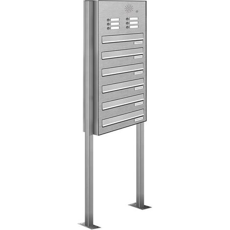6er V2A Edelstahl Briefkastenanlage Standsystem Freistehend Durchwurf - Klingel (1/5)