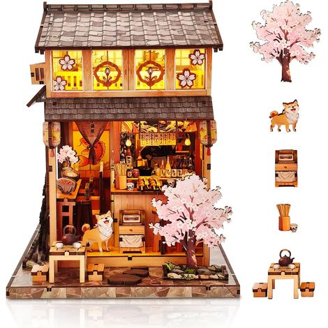 DIY Kit de Maison Miniature pour Adultes, Ruelle Yakitori Avec Éclairage LED & Mini-Meubles, Kit Créatif Déco Intemporelle, Cadeau Original Pour Noël, Anniversaire & Fête des Mères (1/5)