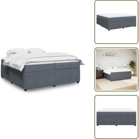 Sommier à lattes de lit et matelas Gris foncé 200x200cm Velours - Sommier À Lattes De Lit - Sommiers À Lattes De Lit - Lit - Meuble De Chambre À Coucher (1/5)