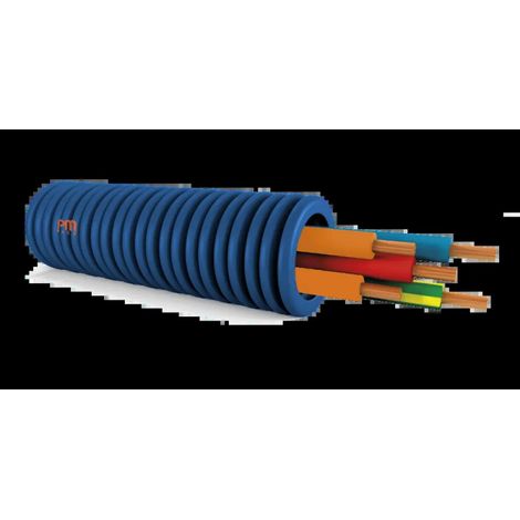 PM FLEX PREFILBLEU – Gaine électrique préfilée ICTA Ø20 mm 5G1,5 – Couronne 100 m – H07V-U