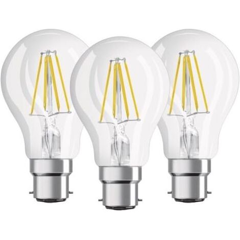 Pr Lot de 3 Ampoules LED Filament Standard - Culot B22 - 6 W Equivalent 60 W - Blanc Chaud 2700K [Classe énergétique E]
