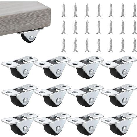 12 Pieces Small Caster, Small Casters for Furniture, Mini Caster for Rubber Furniture, Fixed Casters with Steel Plate, Silent & Traceless, Ideal for Drawers, Tables, Tool Boxes (1/5)