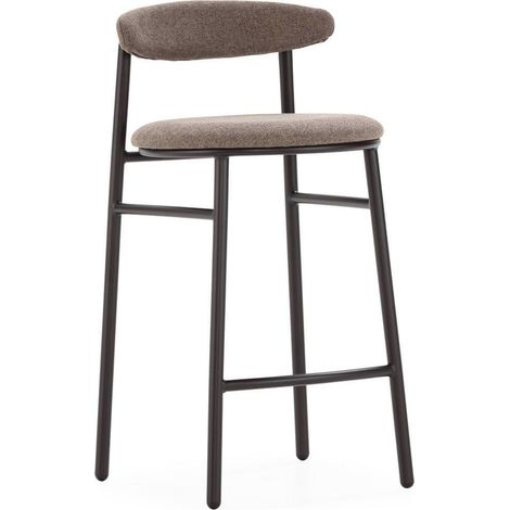 Tabouret haut en métal et tissu beige - Noir et beige (1/5)