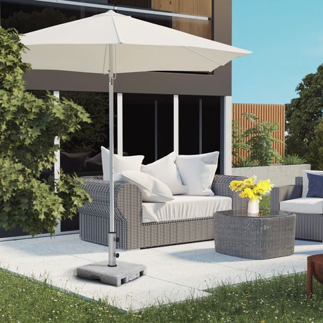 Base parasol granit 28kg compatible poteau 32/38/48mm roulettes stabilisant jardin balcon gris.