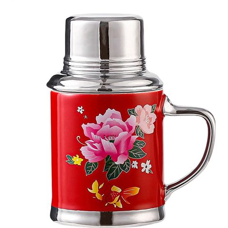 Café en céramique, tasse de thé en céramique Tasse chinoise rétro 460 ml de bouilloire nostalgique avec couvercle Creative Wedding Birthday Water Cup for Women Men Couples (1/5)