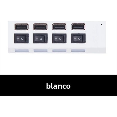 (4 ports blanc) Hub USB 2.0 avec commutateur d'extension prend en charge le stockage et le lecteur multimédia. (1/5)