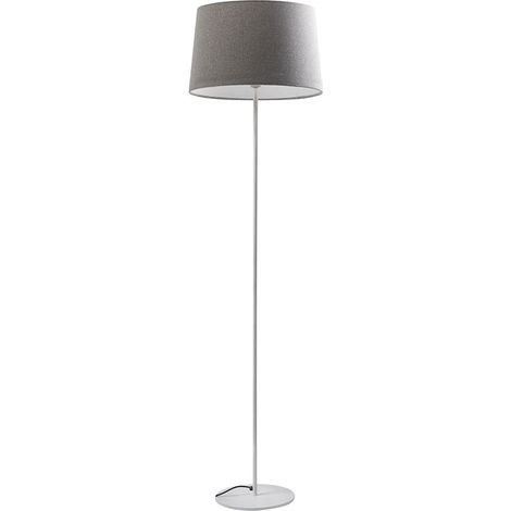 Vivien Piantana Bianca con Paralume Conico Grigio E27 IP20 48cm - Lampada da Terra in Metallo e Tessuto per Interni - Rossini Group (1/5)
