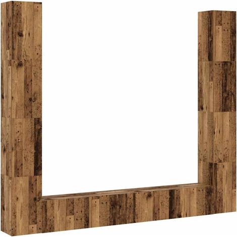 vidaXL Mobili TV a Parete 6 pz Legno Vecchio Legno Multistrato (1/5)