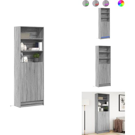 Buffet haut LED sonoma gris 69x32,5x200 cm bois d’ingénierie - Buffet - Buffets - Armoire - Armoire Latérale (1/5)
