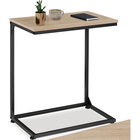 Table d'appoint 55,5 x 35 67 cm en panneau de fibres bois clair (1/5)