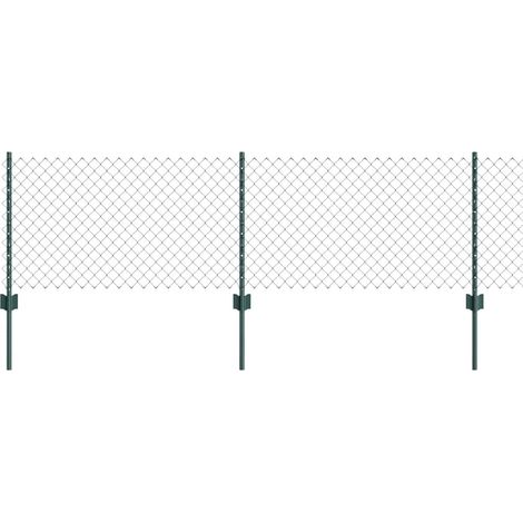 Grillage rouleau,Clôture en treillis métallique avec 22 poteaux en U verts 0.6x25 m en acier CFW3264118