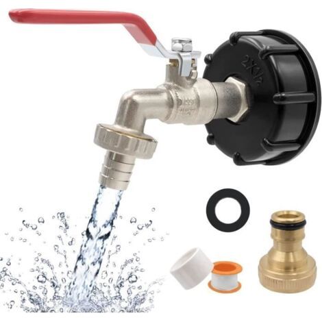 Tankhahnadapter für 1/2-Zoll-IBC-Tanks, Messinganschluss für Gartenwasserhahn, Adapter für 1000-Liter-Tanks (1/5)