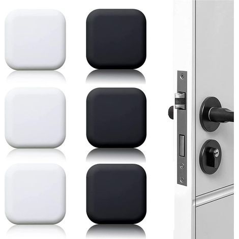 6 Pièces Butée de porte murale noire/blanche adhésive 45mmx45mm Bloc porte Stop porte mural adhesif Butoir porte mural adhesif (1/4)
