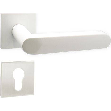 DOMINO Poignée de porte DENVER-QR slim blanc PZ Poignée avec plaque PZ pour cylindre profilé Blanc (1/5)