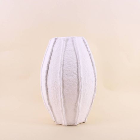Vase haut en papier maché blanc, H40cm