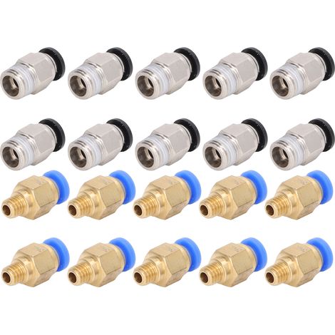 Set mit 20 PC4-M6 und PC4-10 Pneumatikanschlüssen für den Creality Ender 3 3D-Drucker, Messing-Zubehörset, kompatibel mit Extruder und Hotend. (1/5)
