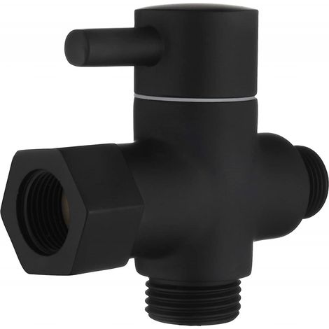 BEBUSINGOTO 3-Wege-Umstell-Absperrventil aus Messing, 3/8-12/17 Adapter für Toilettenwasserleitung, schwarz (1/5)