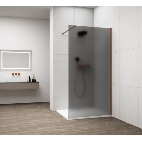ESCA COPPER MATT Panneau de douche monobloc en verre, montage mural, verre fumé mat, 800 mm (1/4)