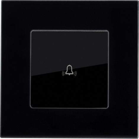 Interruptor Táctil Simple Pulsador con Marco Cristal Modern Negro