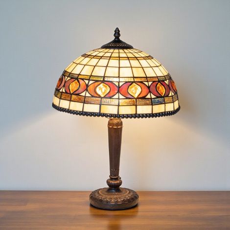 Lampe à poser Vitralia Verre et Métal Blanc et marron 48x35cm (1/4)