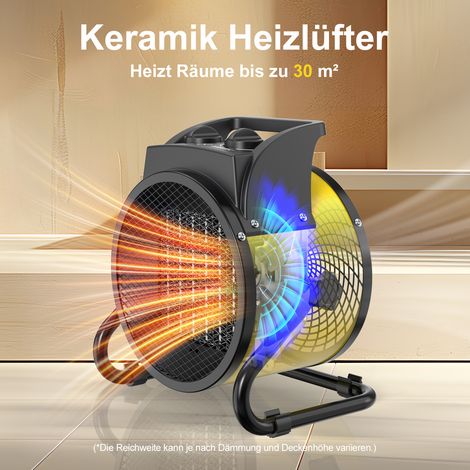 DAHTEC Industrie-Gebläseheizer 3000W Gelb - Energieklasse A - Direktionale & gleichmäßige Wärme - Sparsam (1/5)