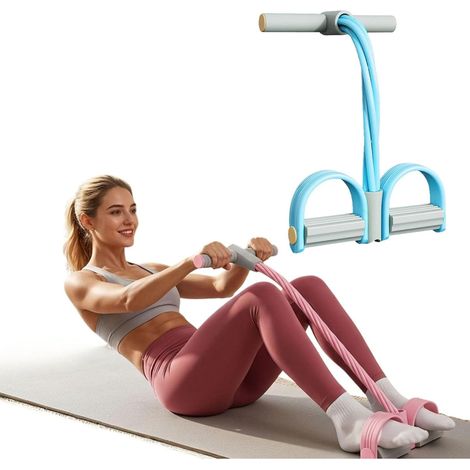 Resistance bands with pedals and handles — 6-tube resistance band with pedal for exercise — Multifunctional elastic rope for yoga, home fitness, and stretching workouts (1/5)