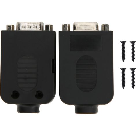 Lot de 2 connecteurs modulaires série DB9 mâle/femelle à écrou, 9 broches, coque noire DB9-G-8A DB9-M-8A (1/5)