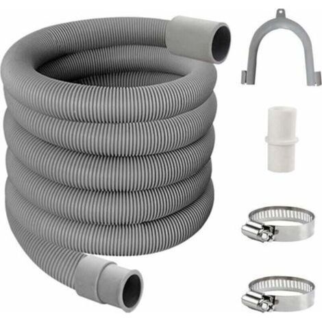 Tuyau d’évacuation universel pour lave-linge – rallonge flexible de 2 m, compatible avec tous les modèles, résistant à l’eau et aux torsions, installation facile