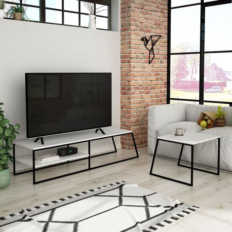 Decortie Pal Moderner TV-Ständer Multimedia-Zentrum TV-Einheit Mit Aufbewahrungsschrank 163cm - Weiß