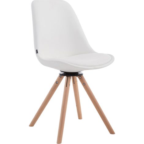 Chaise de salle à manger x1 pivotante style nordique assise en PVC blanc piètement en bois clair 100008286