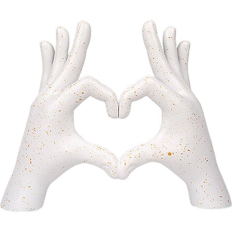 Décoration murale en résine Mains formant un cœur Blanc Sculpture artisanale élégante pour entrée et salon style moderne (1/5)