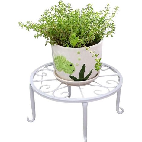 Support de pot de fleurs rond en métal, tabouret à 4 pieds pour plante, décoration intérieure et extérieure pour jardin et maison (1/5)