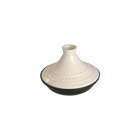 STAUB- Plat à Tajine en Fonte, Couvercle Céramique, Ø 28 cm, Crème (1/3)