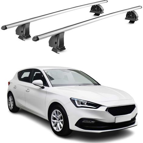 OMAC Barres de toit transversales en aluminium pour Seat Leon IV 2020-2026 – TÜV / DIN 75302:2019 – Antivol inclus – Charge max 75 kg – 2 barres – Gris