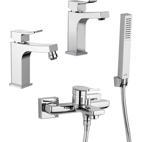 Set miscelatori lavabo + bidet + gruppo vasca Jacuzzi  rubinetteria Tank ottone cromato per piletta click clack (1/5)