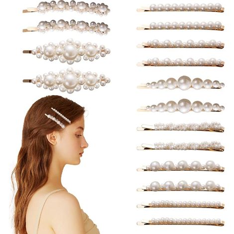 16 Pieces Artificial Pearl Hair Clips, Elegant and Trendy Pins, Vintage French Style Pearl Hair Clips, Bridal Accessories for Girls and Women (1/5)
