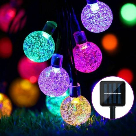 Guirlande Lumineuse Exterieure Solaire Lampe Solaire Exterieur Cristal Boules Étanche 8 Modes Intérieur Lumiere pour Jardin Terrasse Arbres Mariage Fête [Classe énergétique A+++] - Boule [1.8cm] 6,5M (1/5)