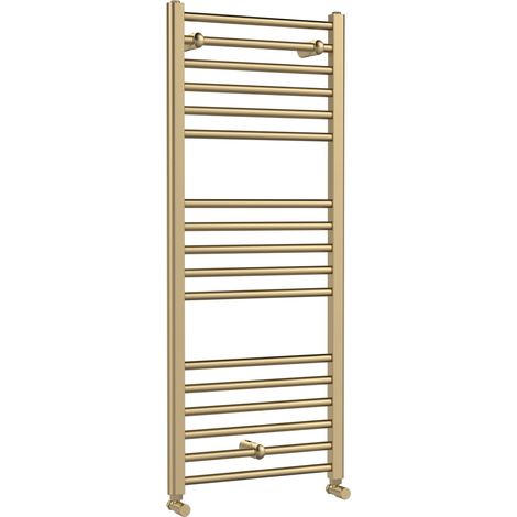 Nuie 1200mm x 500mm Brushed Brass Lorica Heated Towel Rail - MTY805 (1/3)