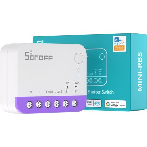 Interrupteur pour Volet roulant MINI-RBS, Wi-Fi 2,4 GHz, Format Mini, Contrôle en Pourcentage, Compatible / / / , Fil Neutre Requis, 1 Unité (1/5)
